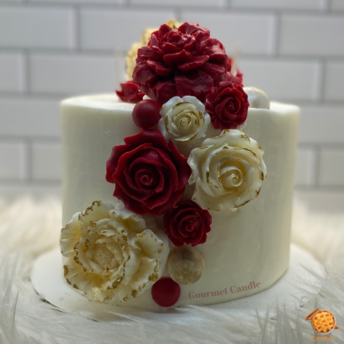 Vanilla Rose Wedding Cake Candle for Newly Married Couple