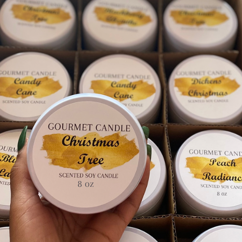 6 oz Gold & White Candle Tins - 10 Scents